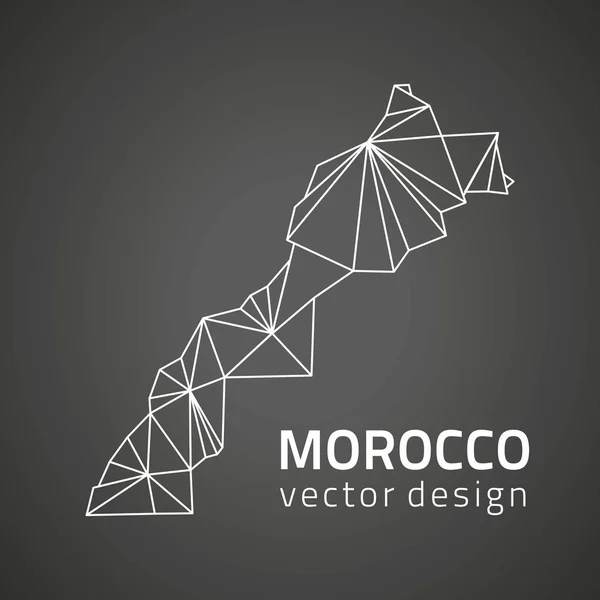 Morocco Vector Dark Black Outline Triangle Map — Stock Vector