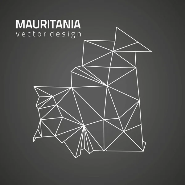 Mauritania Mosaic Black Contour Vector Triangle Map — Stock Vector