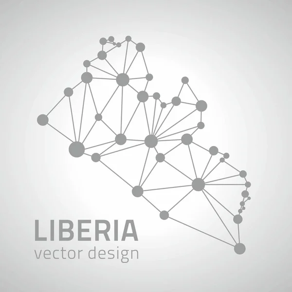 Liberia Dot Vector Grey Outline Triangle Map — Stock Vector
