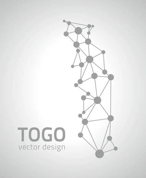 Togo Polygonal Contour Grey Vector Map — Stock Vector