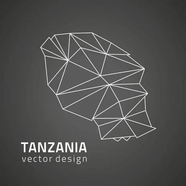 Tanzanie Carte Triangle Contour Vectoriel Noir — Image vectorielle