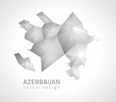 Azerbaycan gri ve gümüş poligonal üçgen harita