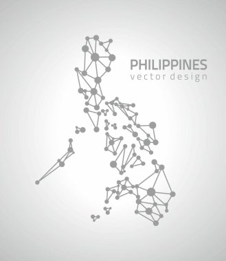 Filipinler nokta anahat üçgen perspektif harita gri