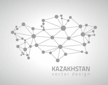 Kazakhstan grey contour vector dot map clipart