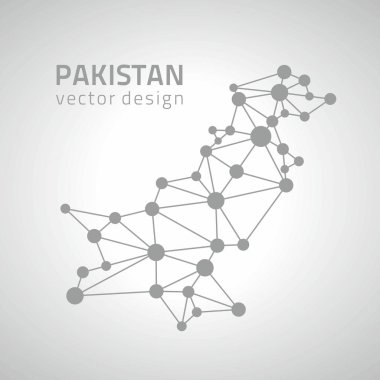 Pakistan vektör gri ve gümüş poligonal anahat harita nokta