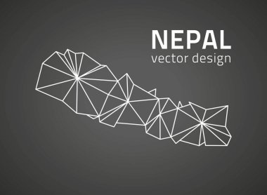 Nepal siyah vektör kontur 3d harita