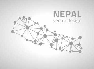 Nepal vektör gri nokta mozaik perspektif üçgen harita