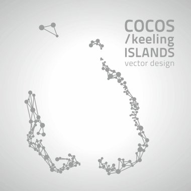 Cocos (Keeling) Adaları vektör gri anahat üçgen perspektif çokgen harita