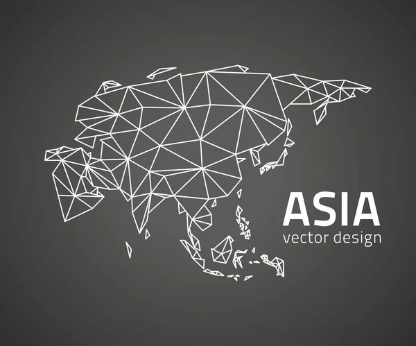 Asie Mosaïque Noire Vecteur Moderne Contour Carte — Image vectorielle