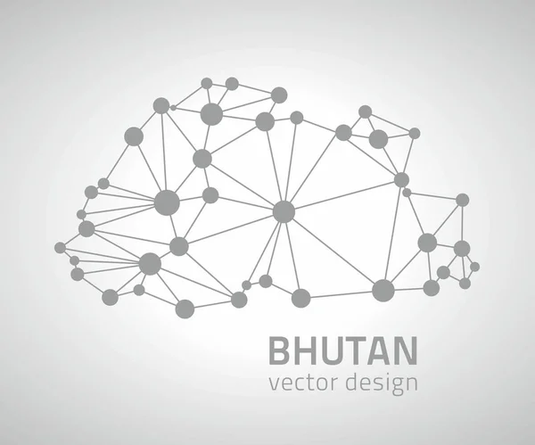 Bhután Sokszögű Szürke Dot Kontúr Vektoros Térkép — Stock Vector