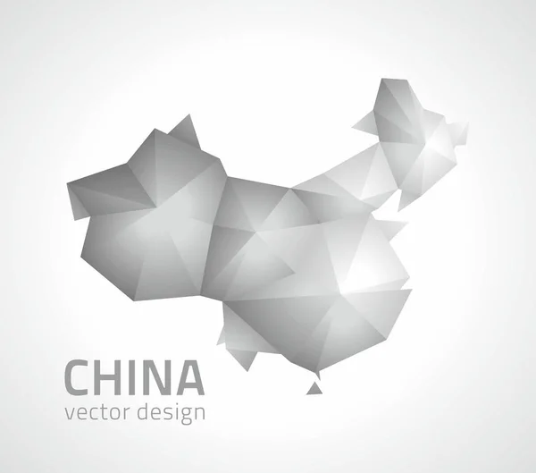 Carte Perspective Polygonale Vecteur Gris Chine — Image vectorielle