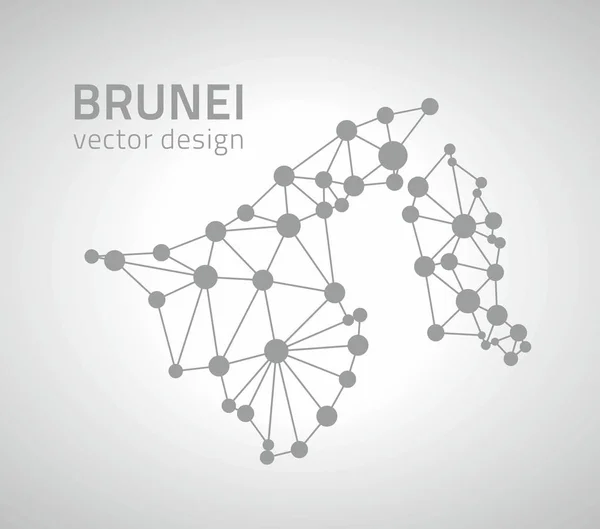 Brunei Grey Dot Vector Perspective Mosaic Map — Stock Vector