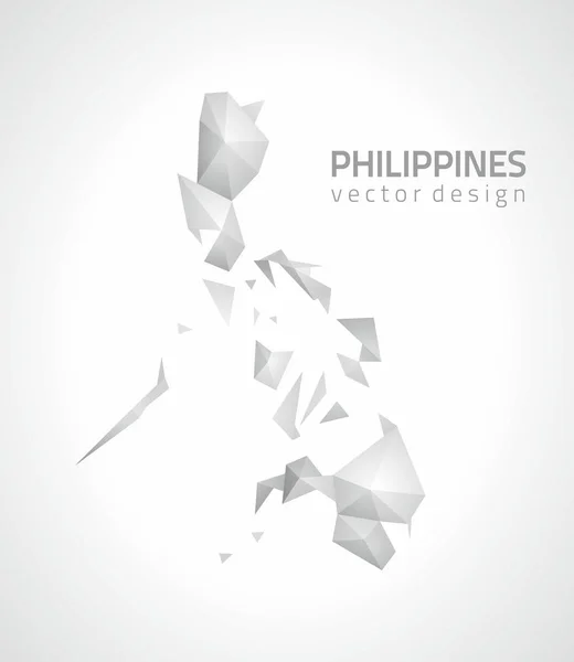 Filipinas Mosaico Gris Triángulo Perspectiva Mapa — Vector de stock