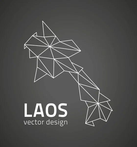 Laos Black Vector Perspective Triangle Map — Stock Vector