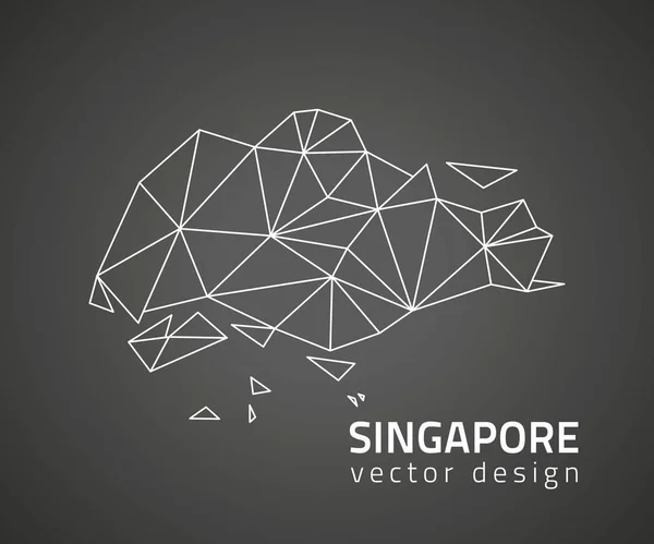 Полигональная Карта Сингапура Векторному Чёрному Треугольнику — стоковый вектор