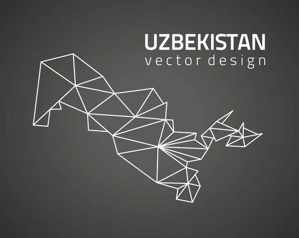 Uzbekistan Black Vector Outline Perspective Map — Stock Vector