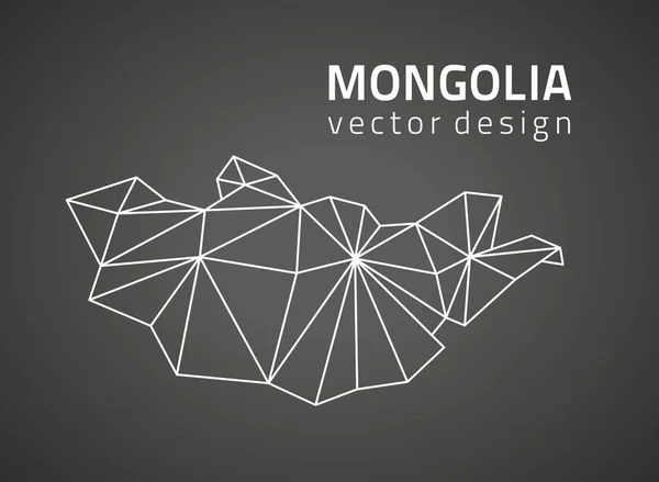 Mongolia Polygonal Black Vector Triangle Map — Stock Vector