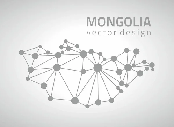 Mongólia Szürke Vektor Pont Mozaik Vázlatos Térkép — Stock Vector
