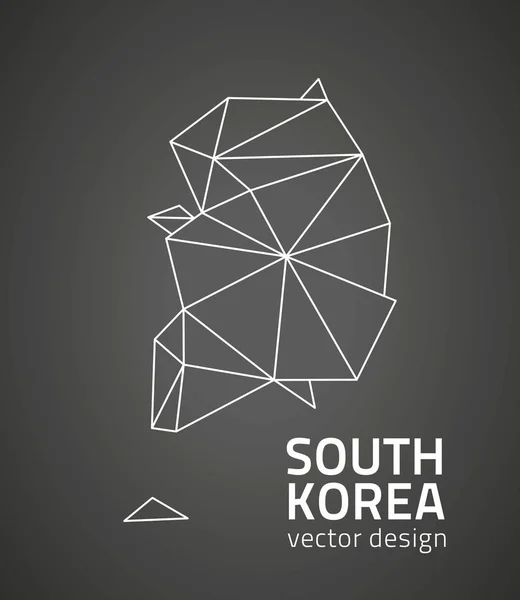 Corea Del Sud Vettore Contorno Nero Triangolo Prospettiva Mappa — Vettoriale Stock