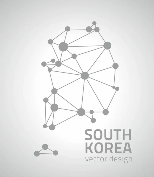 South Korea Grey Silver Outline Triangle Vector Map — Stock Vector