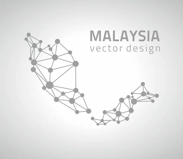 Malasia Mosaico Vector Gris Plata Esquema Perspectiva Mapa — Vector de stock