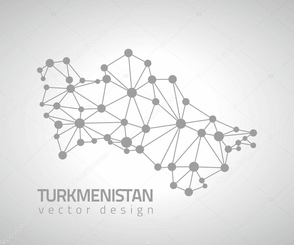 Turkmenistan grey mosaic contour vector map