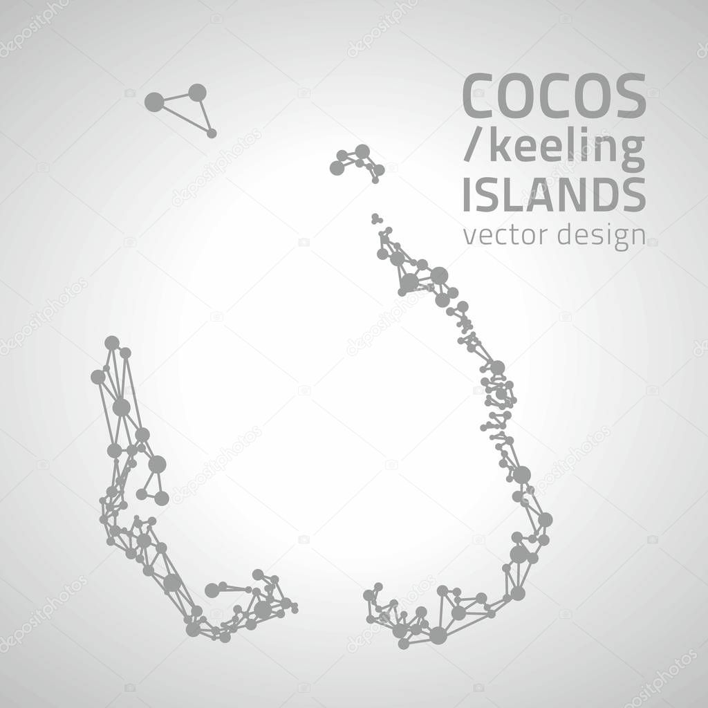 Cocos (Keeling) Islands vector grey outline triangle perspective polygon map