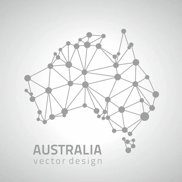 Austrálie Tečka Vektorového Obrysu Trojúhelníku Perspektivy Mapa — Stockový vektor
