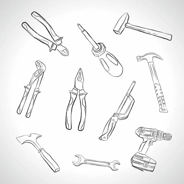 Work Diy Tools Vector Manual Tools Repair Icons Vector Set — Stock Vector