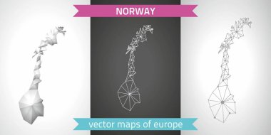 Norveç koleksiyonu vektör tasarım modern haritalar, gri ve siyah ve gümüş nokta anahat mozaik 3d harita
