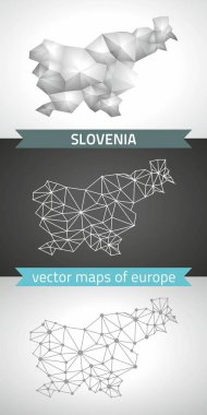 Slovenya koleksiyonu vektör tasarım modern haritalar, gri ve siyah ve gümüş nokta anahat mozaik 3d harita