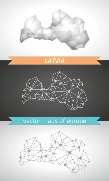 Latvia Collection Vector Design Modern Maps Gray Black Silver Dot — Stock Vector