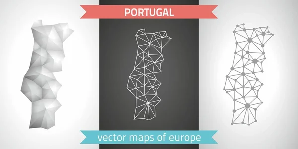 Portugal Collection Cartes Modernes Conception Vectorielle Carte Contour Point Gris — Image vectorielle