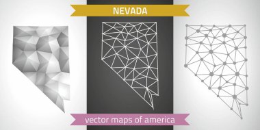 Nevada koleksiyonu vektör tasarım modern haritalar, gri ve siyah ve gümüş nokta anahat mozaik 3d harita