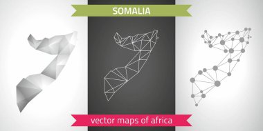 Somali koleksiyonu vektör tasarım modern haritalar, gri ve siyah ve gümüş nokta kontur mozaik 3d harita