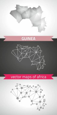 Gine set gri ve gümüş mozaik 3d poligonal haritalar. Grafik vektör üçgen geometrisi anahat gölge perspektif haritalar