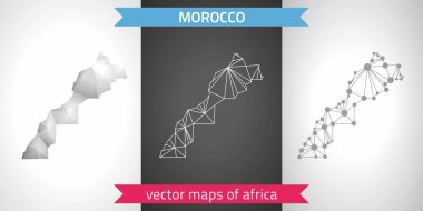 Fas koleksiyonu vektör tasarım modern haritalar, gri ve siyah ve gümüş nokta kontur mozaik 3d harita