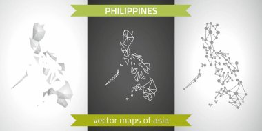 Filipinler koleksiyonu vektör tasarım modern haritalar, gri ve siyah ve gümüş nokta kontur mozaik 3d harita