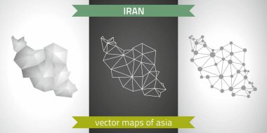 Iran koleksiyonu vektör tasarım modern haritalar, gri ve siyah ve gümüş nokta kontur mozaik 3d harita