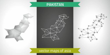 Pakistan koleksiyonu vektör tasarım modern haritalar, gri ve siyah ve gümüş nokta kontur mozaik 3d harita