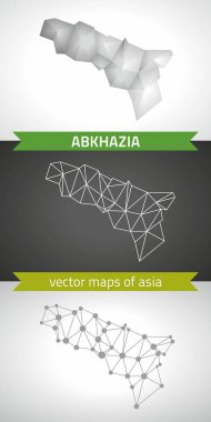 Vektör tasarım topluluğu Abhazya modern haritalar, gri ve siyah ve gümüş nokta kontur mozaik 3d harita