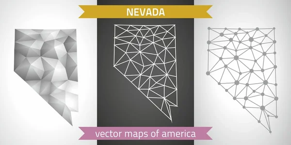 Nevada Coleção Design Vetorial Mapas Modernos Cinza Preto Prata Ponto —  Vetores de Stock