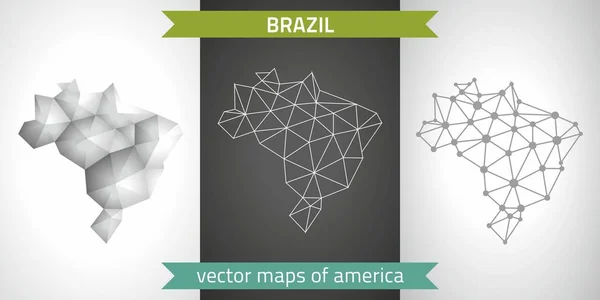 Brasil Colección Mapas Modernos Diseño Vectorial Gris Negro Contorno Puntos — Archivo Imágenes Vectoriales