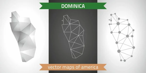 Dominica Sammlung Von Vektordesign Moderne Karten Graue Und Schwarze Und — Stockvektor