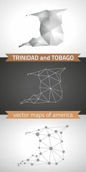 Trinidad Tabago Conjunto Mosaico Gris Plata Mapas Poligonales Gráfico Vector — Archivo Imágenes Vectoriales