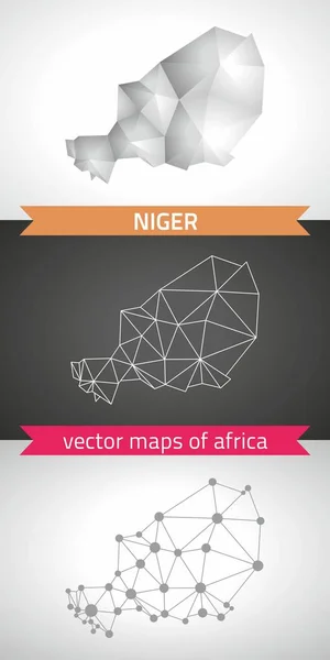 Niger Gyűjteménye Vector Design Modern Térképek Szürke Fekete Ezüst Pont — Stock Vector