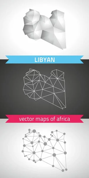 Líbia Gyűjteménye Vector Design Modern Térképek Szürke Fekete Ezüst Pont — Stock Vector