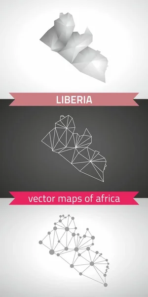 Libéria Gyűjteménye Vector Design Modern Térképek Szürke Fekete Ezüst Pont — Stock Vector
