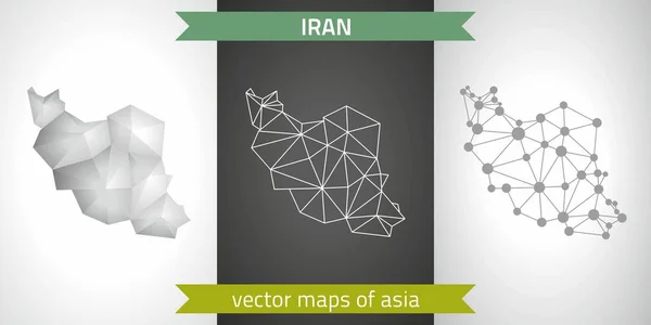 Irán Gyűjteménye Vector Design Modern Térképek Szürke Fekete Ezüst Pont — Stock Vector