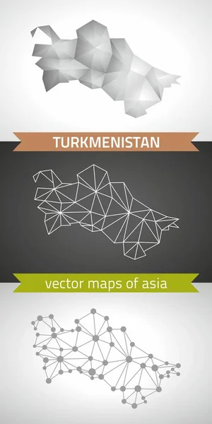 Türkmenisztán Gyűjteménye Vector Design Modern Térképek Szürke Fekete Ezüst Pont — Stock Vector